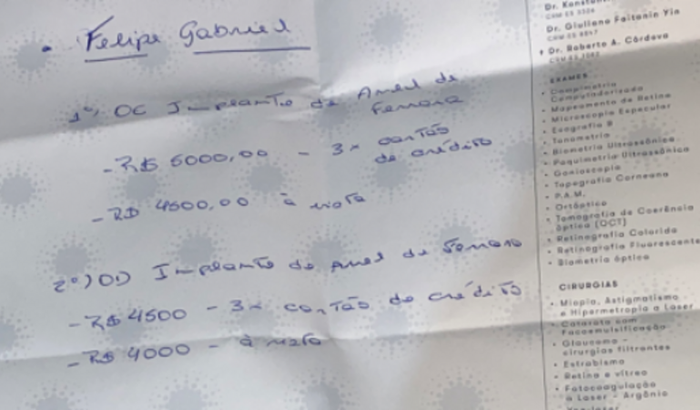 Arrecadação para o anel de córnea