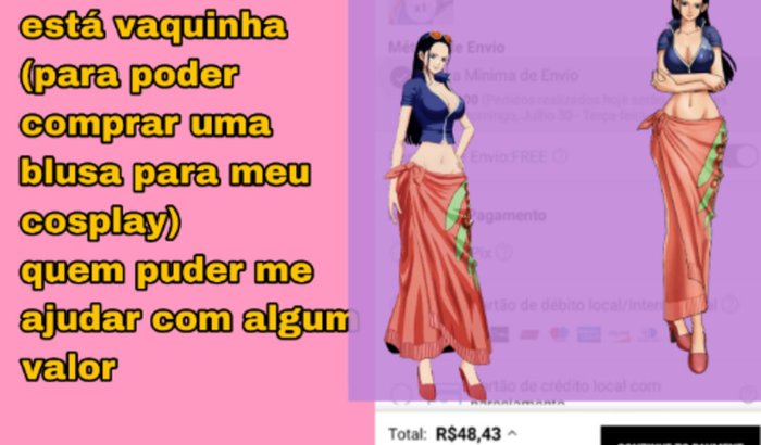 Ola preciso de ajuda para comprar uma peça para o meu cosplay 