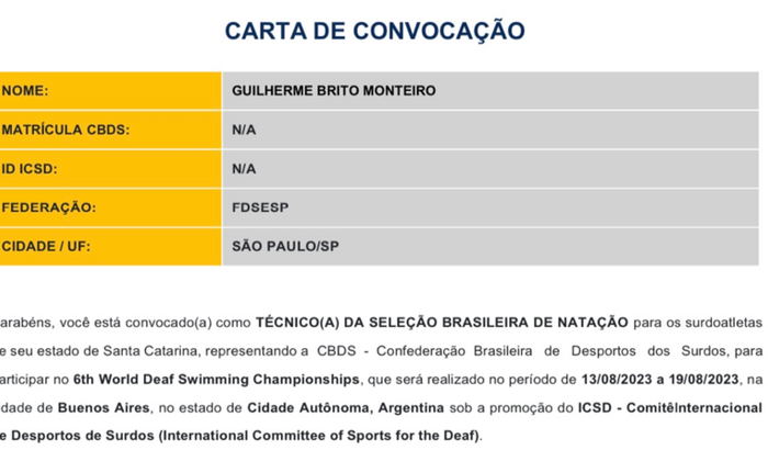 Viagem para o Campeonato Mundial de Natação