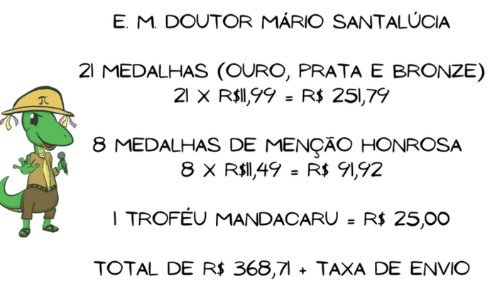 Compra de medalhas para alunos na Olimpíada Mandacaru