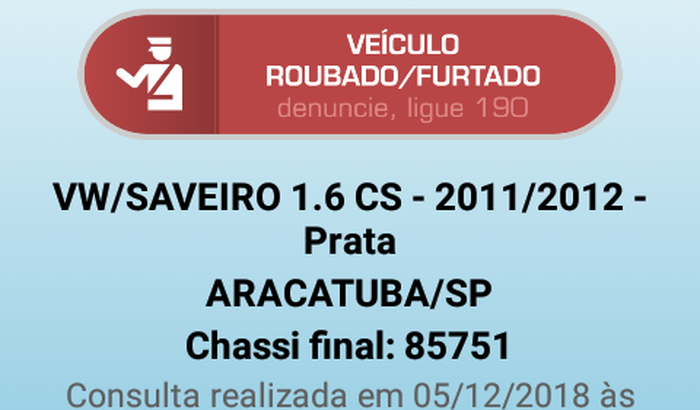 Carro de trabalho ROUBADO