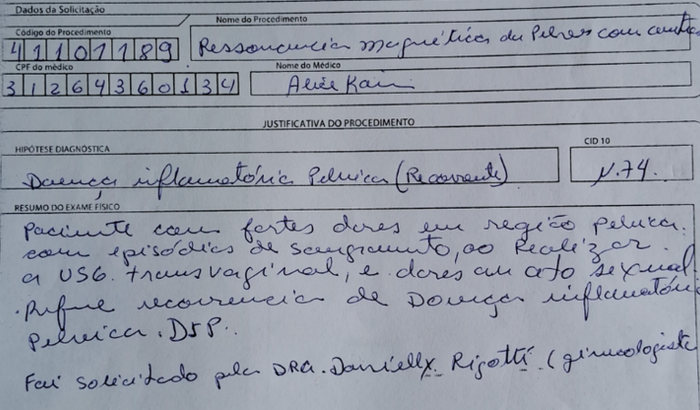 Ajuda em exames da Aline