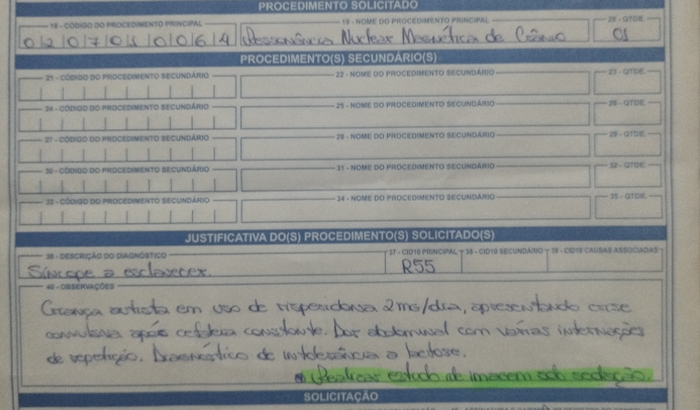 Em pro do meu tratamento. Epilepsia abdominal/Autismo