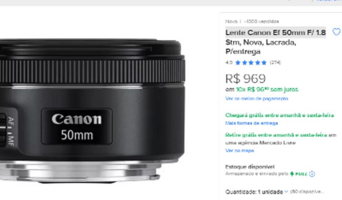 Comprar Lente Canon Ef 50mm F/ 1.8