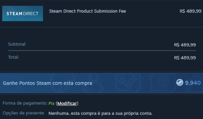 Colocar meu jogo para venda