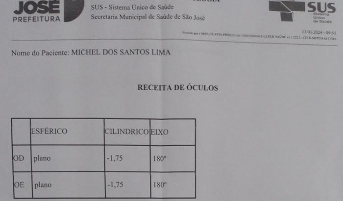 Óculos do Michel
