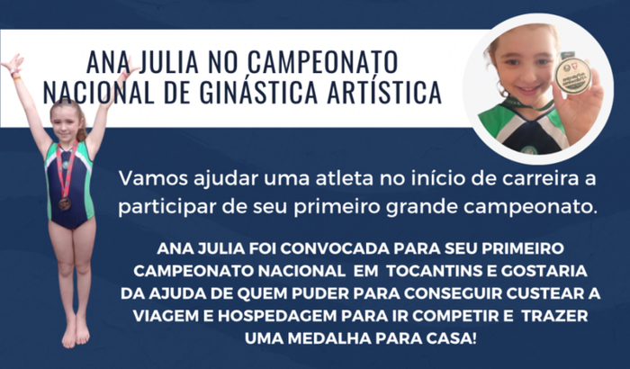 Ajude a Ana Júlia a ir para o Campeonato Nacional de Ginástica Artística