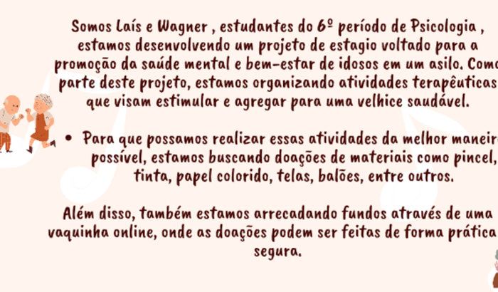 Ajude nosso projeto no lar de idosos 