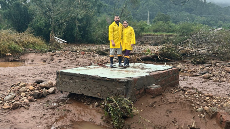 Casa do Bruno e da Rita foi embora com a enchnte Três Coroas/RS
