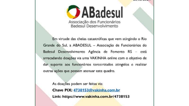 Solidariedade Funcionário BADESUL - SOS RS