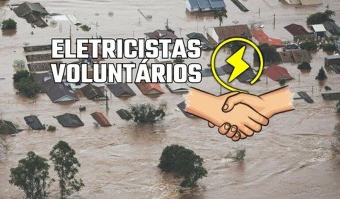 Eletricistas voluntários da enchente do RS