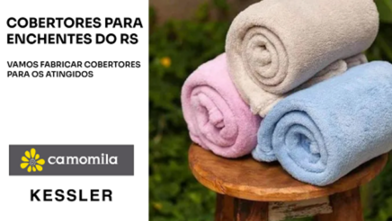 Fabricar cobertores para atingidos da enchente no RS 