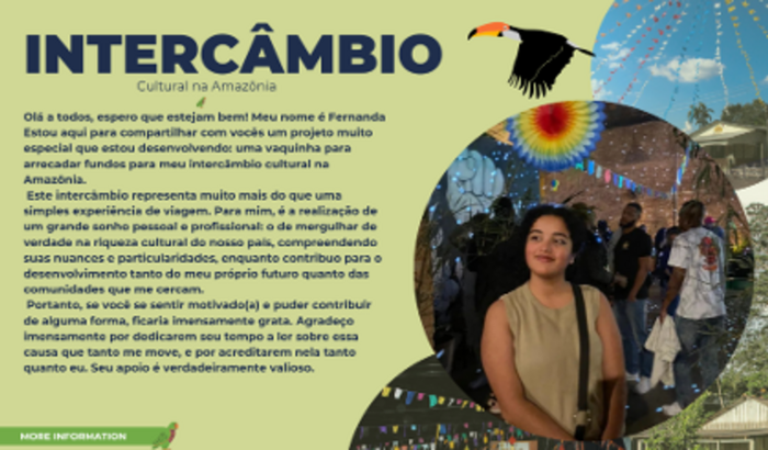 Apoie Fernanda a fazer um intercâmbio cultural na Amazônia