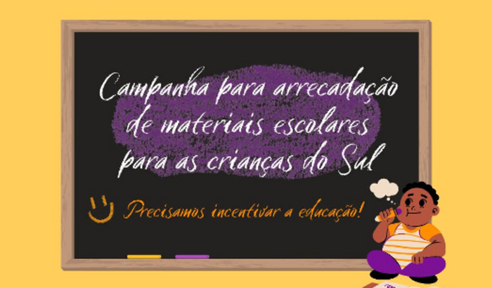 Material escolar para as crianças afetadas pelas enchentes no RS