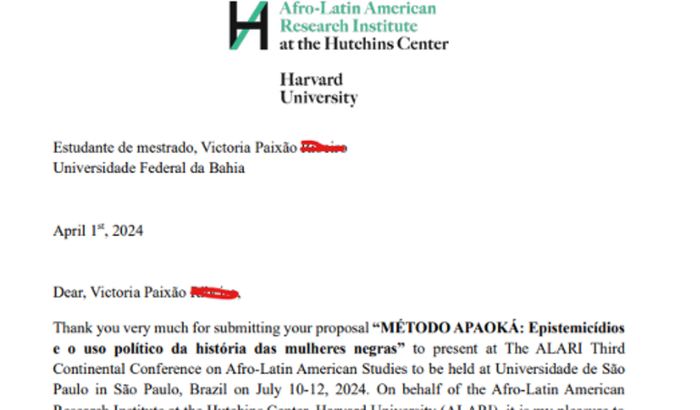 Ajude Victoria a apresentar na Conferência ALARI - HARVARD em SP