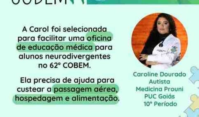Ajude Caroline a Realizar seu Sonho de Participar do 62° COBEM!