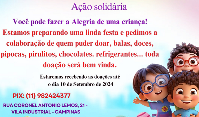Ação solidária dia das crianças 