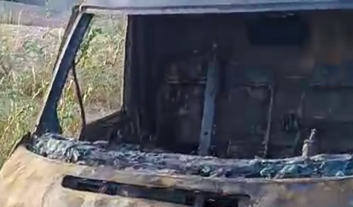 Incêndio no transporte de trabalho!