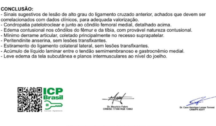 Cirurgia no joelho direito