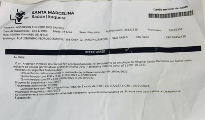 Paciente paliativo em tratamento paliativo de câncer 