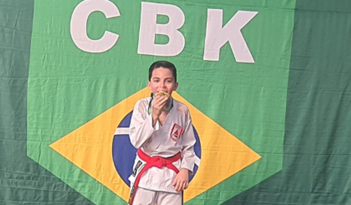 Pedro na Final do  Campeonato Brasileiro de Karate 