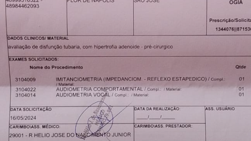 Ajudar fazer os exames para uma cirurgia 