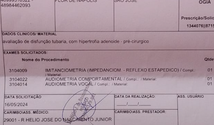 Ajudar fazer os exames para uma cirurgia
