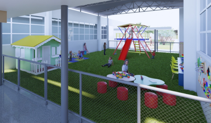 Casinha para o parquinho da pediatria