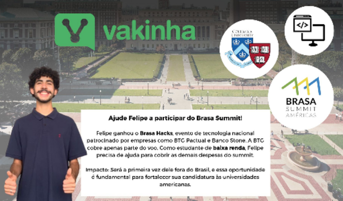 Ajude o ganhador do BRASA Hacks a chegar nos EUA