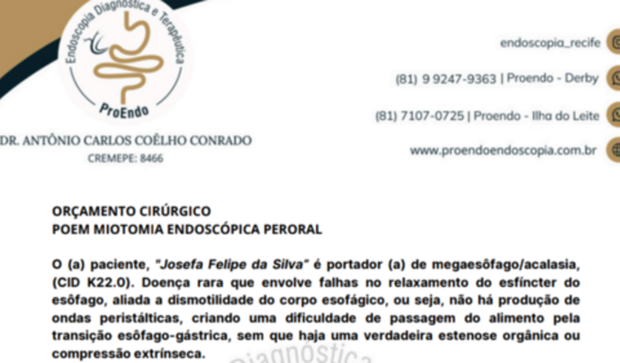 Cirurgia da Josefa- Acalasia - Método POEM em João pessoa PA