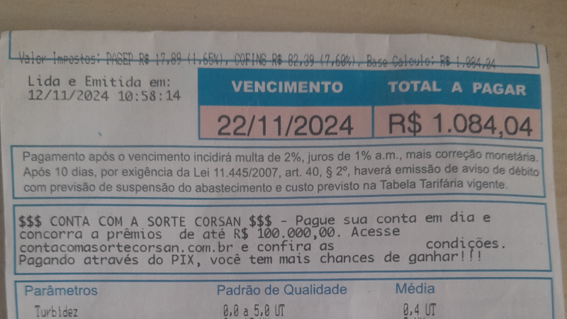 imagem da vaquinha Ajuda para custear a entrada do parcelamento da corsan das contas super faturadas 