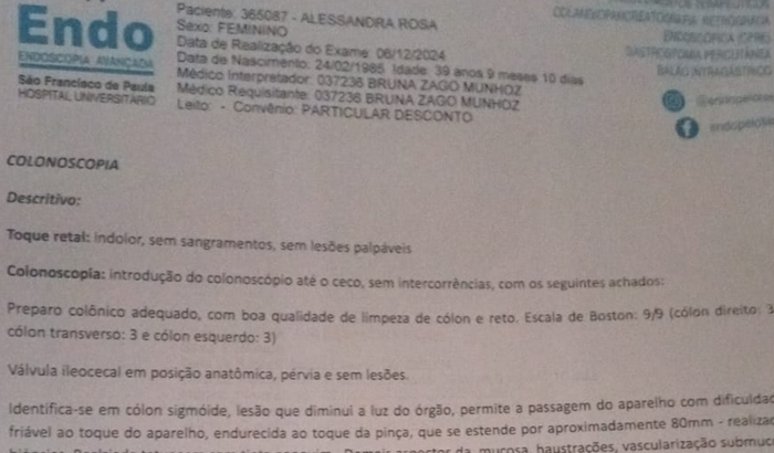 Cirurgia retirada câncer intestino Alessandra