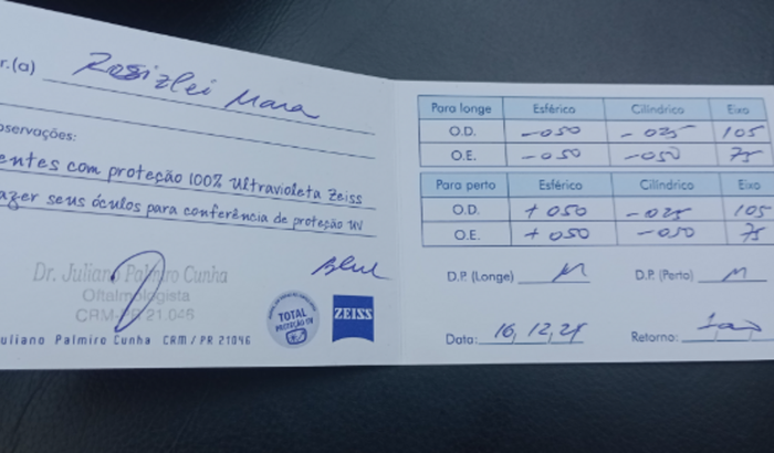 Ajude me a comprar a lente dos meus óculos 