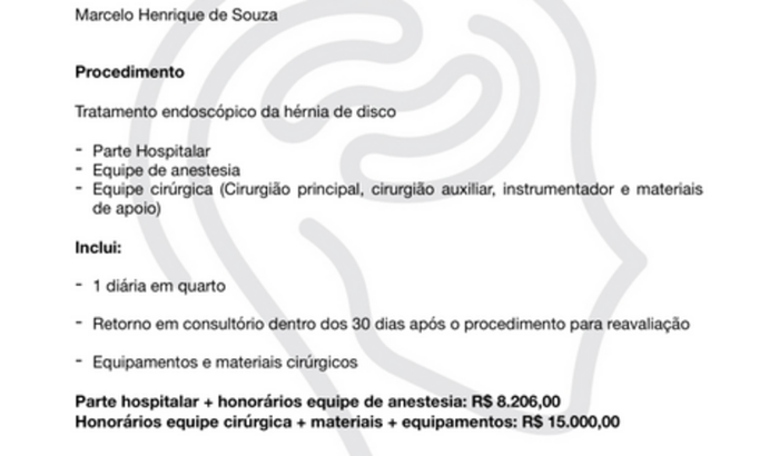 Ajudar o Marcelo fazer cirurgia de coluna urgente.