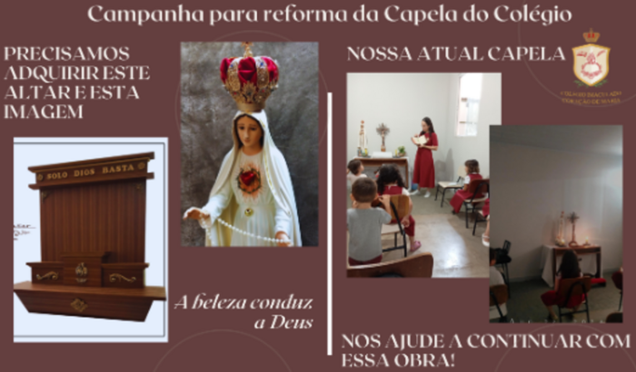 AJUDE NA REFORMA DA CAPELA DO COLÉGIO IMACULADO CORAÇÃO DE MARIA