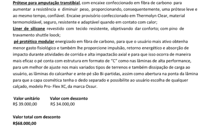 Arrecadação para Próteses Mecânicas 