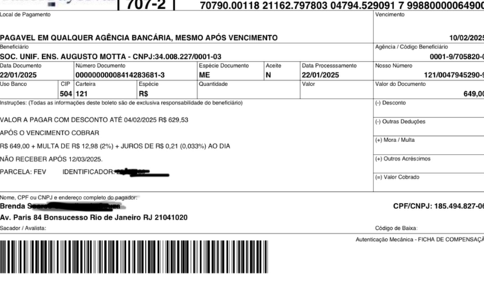Terapia ocupacional um sonho. 2º Boleto da faculdade