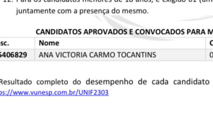 Matrícula da Ana