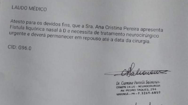Cirurgia de Urgência Ruptura do crânio e Fistula liquorica nasal