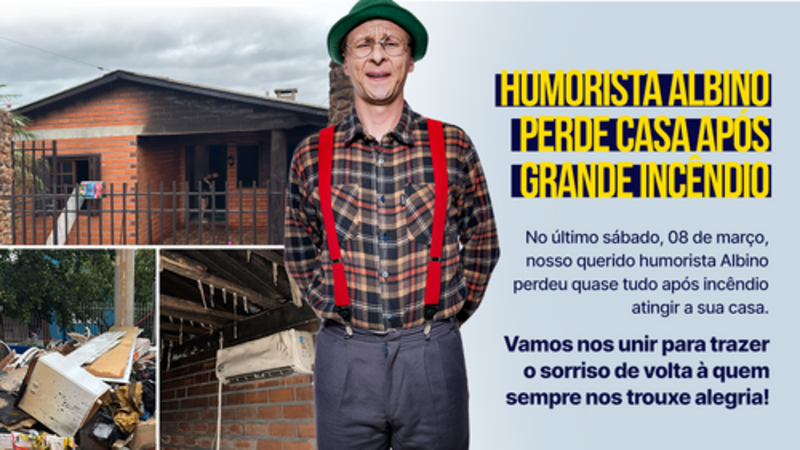 Humorista Albino perde casa após grande incêndio!