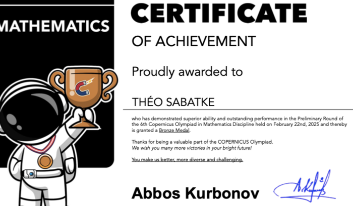 Ajude Théo a ir para a etapa Copernicus Mathematics Global!