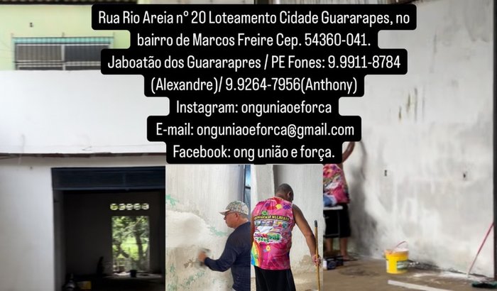 Ajude com nosso projeto social e nossa reforma, qualquer valor é bem-vindo.