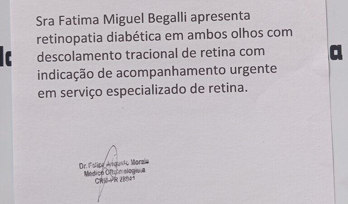 Ajuda pra cirurgia da retina 