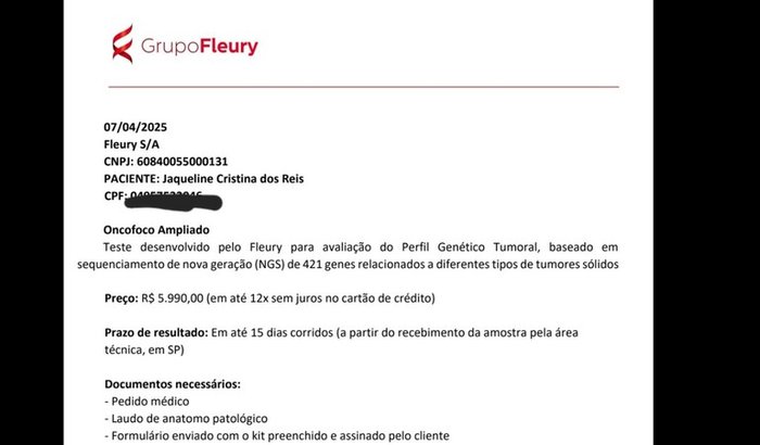 Ajuda para exame genético mutação de tumor!