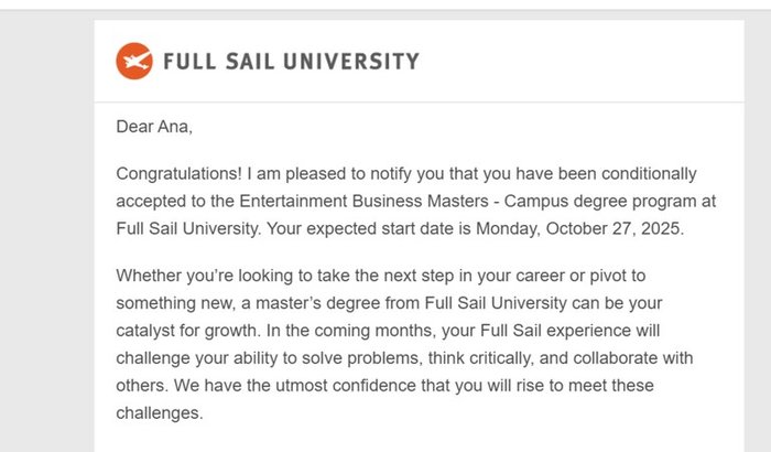 Ajude a Bia a realizar seu sonho: mestrado nos EUA na Full Sail!