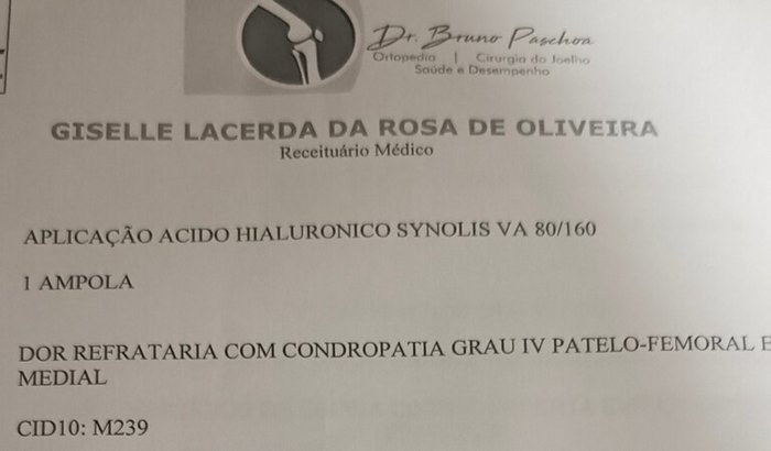 Ajuda para aplicação de Ácido Hialuronico Synolis VA 80/160 1 ampola 