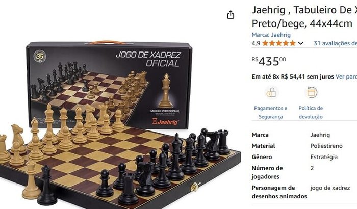 Ajude a completar a quantia para que eu possa comprar um jogo de xadrez.