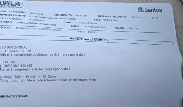 Ajuda com os remédios da UPA