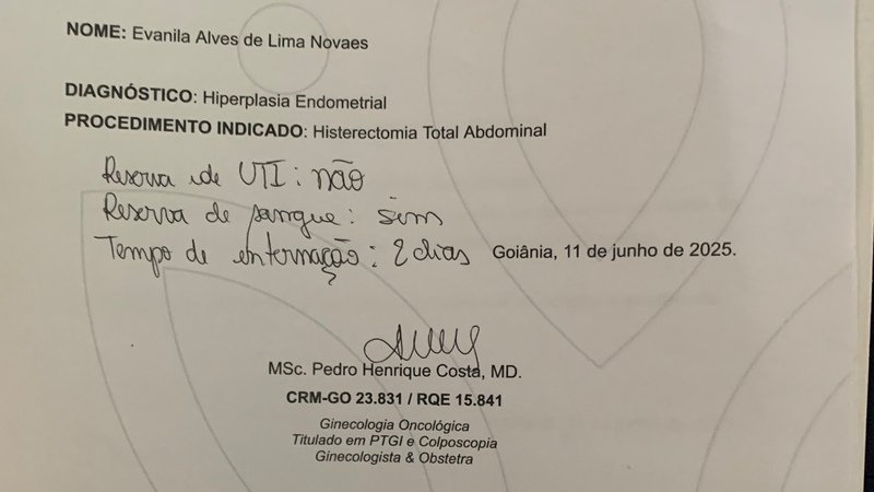 imagem da vaquinha Ajuda para fazer uma Histerectomia total abdominal 