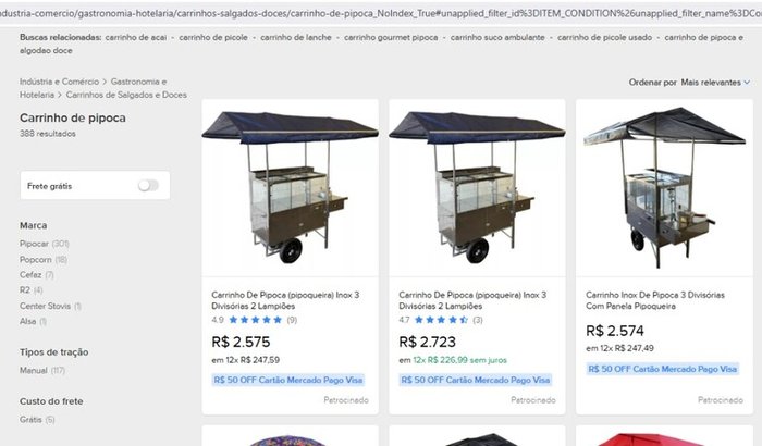 Carrinho de Pipoca para Trabalhar